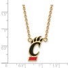 Black Bow Jewelry 14k Yellow Gold Plated Sterling Silver Cincinnati Bearcats NCAA Necklace 18 Inch - 2 of 4