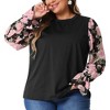 Agnes Orinda Women's Plus Size Crew Neck Ruffled Long Sleeve Floral Printed Casual Blouses - 2 of 4