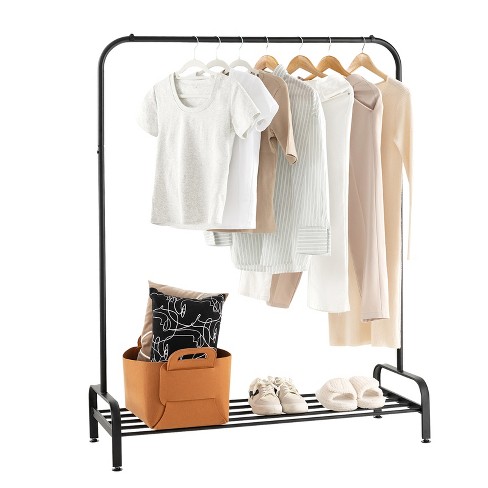 Costway Metal Garment Rack Free Standing Closet Organizer W/5 Shelves  Hanging Bar Black : Target