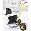 Wheeled Snow Plow Shovel, Heavy-Duty Steel Black Blade with Double Handle, Back Saver Pusher for Snow Removal on Driveway, Sidewalks and Doorways - 3 of 4