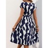 Floral Dress for Women Wedding Guest Crewneck Short Sleeve Casual Summer Dress Tie Waist Midi Flowy Boho Beach Dresses - 4 of 4
