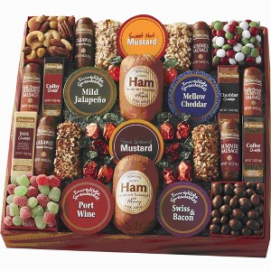 The Swiss Colony 26 Surefire Pleasers - Assorted Holiday Treats with Ham Summer Sausages, Chocolates, Cheese Bars and Logs, and Candy - 1 of 4