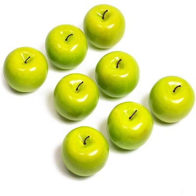 8 Pack Decorative Realistic Artificial Lifelike Green Apple Fake Fruit for Home Decor, Display and Photo Props