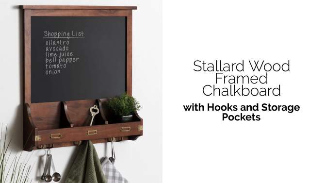 24&#34; x 24&#34; Stallard Wood Wall Chalkboard with Hooks White - Kate and Laurel, 2 of 6, play video
