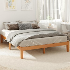 Kumasinova Solid Wood Full/Twin/Queen/King Bed Frame,Platform Bed Frames with Slat Support,Bedframe with Space-Saving Design,Natural Pine - 1 of 4