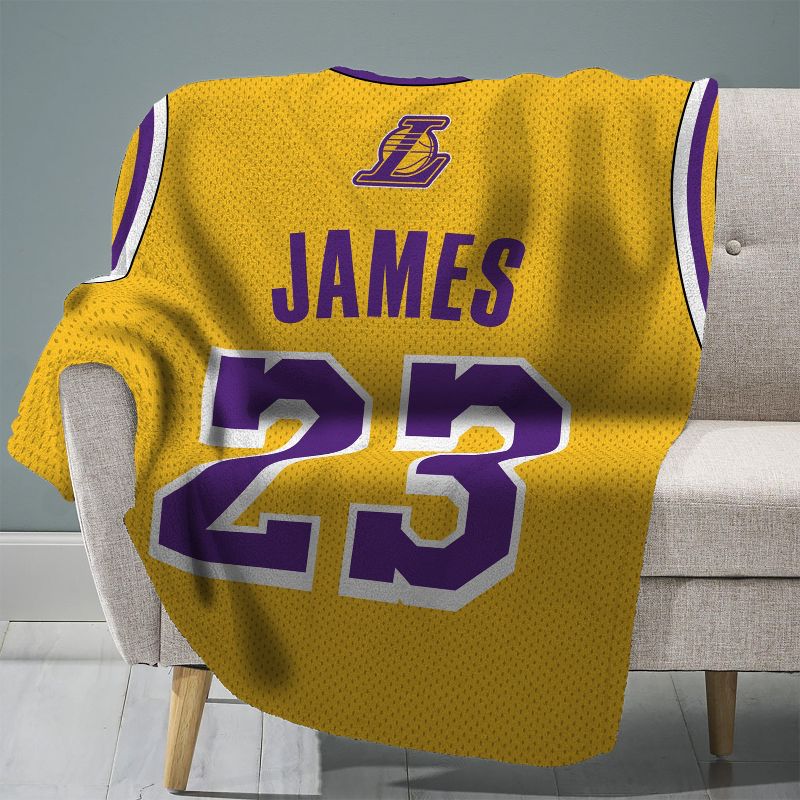 Sleep Squad Los Angeles Lakers LeBron James 60 x 80" Raschel Plush Blanket, 1 of 6