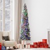HOMCOM 9 ft Pre-Lit Pencil Christmas Tree, Artificial Flocked Xmas Tree with 310 Dual Color LED Lights, 895 Tips and Metal Stand, Green - 2 of 4