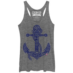 Women's CHIN UP Henna Anchor Racerback Tank Top - 1 of 3
