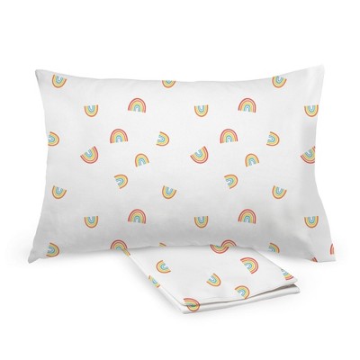 BreathableBaby Cotton Percale Pillowcase, For 13" x 18"/33 x 46 cm Toddler Pillow, Rainbows (2-Pack)
