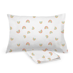 BreathableBaby Cotton Percale Pillowcase, For 13" x 18"/33 x 46 cm Toddler Pillow, Rainbows (2-Pack) - 1 of 4