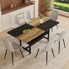 71" Modern Black Square Dining Table Set with Storage Shelf and 6 PU Upholstered Armless Chairs, Ideal for Kitchen or Apartment -3irtyhousy - 2 of 4