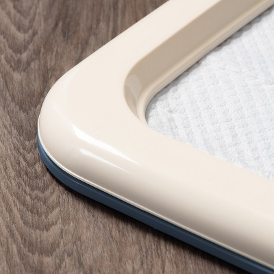 Navy and White Plastic Dog Pad Holder with Non-Skid Feet