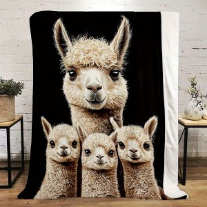 Alpaca Digital Print Pattern Seasonal Car Nap Blanket, Flannel Material, Christmas Gift. - 1 of 4