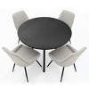 5-Piece Black Round Dining Table Set, 42'' Pedestal Table with 4 Upholstered Chairs, Modern Kitchen & Dining Room Furniture-Maison Boucle - 3 of 4