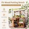 Outdoor Potting Bench, Garden Workstation for Planting, Potting Bench with Shelves and Adjustable Storage, Wood Potting Bench-Coolbibila - 3 of 4