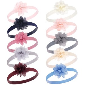 Hudson Baby Infant Girl Headbands 10pk, Chiffon Cream Blush, 0-24 Months - 1 of 1