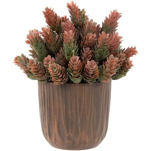 Northlight Two-Tone Wild Flower Artificial Plant in a Textured Lined Pot - 8" - 1 of 4