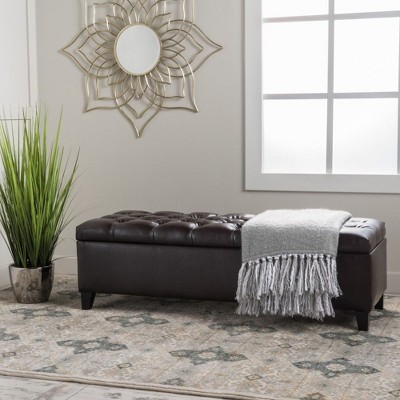 NicBex Rectangle Storage Ottoman for Bedroom,PU Storage Bench with Rubber Wood Legs,Ottoman for Living Room,Bedroom,Entryway