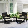 Yaheetech Set of 5 Patio Furniture Set wirh Cushioned Chair, Ottomans and Coffee Table for Garden - 2 of 4