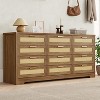 2 Drawer Dresser, Modern Rattan Chest of Drawers, Wood Storage Organizer with Rattan Panel Drawers and Handles, for Nursery, Entryway, Living Room - 2 of 4