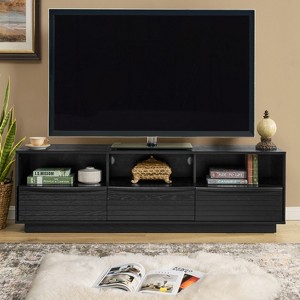 GDFStudio Hansen Mid-Century Modern 63" Wood TV Stand with 3 Drawers, Black - 1 of 4