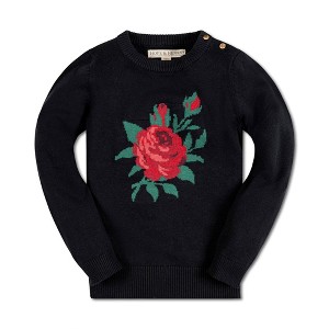 Hope & Henry Girls' Long Sleeve Rose Intarsia Sweater, Kids - 1 of 4