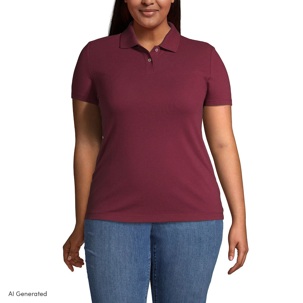 Lands' End Women's Essential Pique Short Sleeve Polo Shirt - thumbnail 3