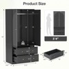 Buenhomino Wooden Armoire Wardrobe Closet, Wood Clothing Storage Cabinets with 2 Doors and 2 Drawers, Wardrobe Closet with Hanging Rod for Bedroom - 3 of 4