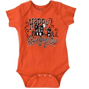 Happy Halloween Ville Haunted Houses Baby Bodysuit Jumper Girls Brisco Brands - 1 of 4