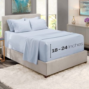 Hearth & Harbor 6 Piece Sheet Set, Extra Deep Pocket Sheets Fits Mattress up to 21", Soft Microfiber Sheets - 1 of 4