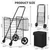Folding Shopping Cart with Waterproof Liner, Dual Basket, 360° Swivel Wheels, Collapsible Utility Cart for Laundry, Camping - 2 of 4