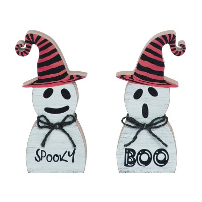 Transpac Halloween Cute Ghosts in Witch Hats Figurines MDF 7.75 inch,