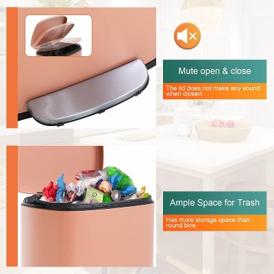 Pink Stainless Steel 13.2 Gallon Rectangular Pedal Trash Can
