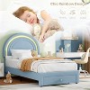 Twin Upholstered LED Bed Frame with Storage Drawer and Rainbow Headboard, Berber Fleece Princess Platform Bed for Kids, Solid Wood Slats Support - 4 of 4