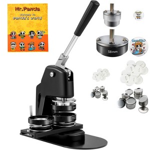 VEVOR Button Maker Machine, Multiple Sizes 1+2.25 Inch Badge Punch Press Kit, Button Making Supplies with 500pcs Button Parts,Black - 1 of 4