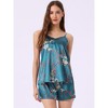 cheibear Women's Sleeveless Cami Shirt with Shorts Satin Nightwear Sleepwear Pajama Sets - 3 of 4