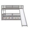 Bunk Bed with Slide for Kids, Solid Wood Low Bunk Bed Frame with Guardrail for Bedroom - 4 of 4