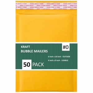 Link #0 6" X 10" Kraft Paper Bubble Mailers Padded Self Seal Shipping Envelopes Pack of 10/25/50/100/250 - 1 of 4