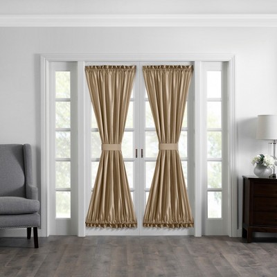 Versailles Faux Silk Room Darkening Single Window Curtain Panel - 52 x  108 - Gold - Elrene Home Fashions