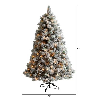 6-ft White Flocked Pine Artificial Christmas Tree with Cool White Lights