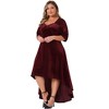 Agnes Orinda Women's Plus Size Velvet Sequin Glitter Half Sleeve Sweetheart Neck Asymmetrical Hem Party Prom Maxi Dresses - 3 of 4