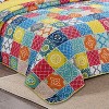 Luupatchy Orange & Blue Circle Print 3 Pc Quilt Set: Playful Dorm Decor, All-Season Soft Bedding with 2 Pillowcases, Queen Size - 2 of 4