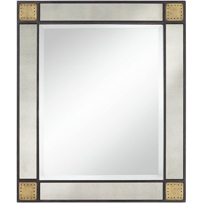 Uttermost Rectangular Vanity Wall Mirror Vintage Industrial Beveled Antique Mirrored Matte Dark Bronze Frame 32" Wide for Bathroom Bedroom Living Room