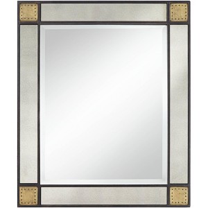 Uttermost Rectangular Vanity Wall Mirror Vintage Industrial Beveled Antique Mirrored Matte Dark Bronze Frame 32" Wide for Bathroom Bedroom Living Room - 1 of 4