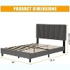King Size Bed Frame with Adjustable Headboard, Linen Upholstered King Platform Bedframe with Strong Wooden Slats,No Box Spring Needed - 2 of 4