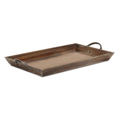 Cheung's Magnolia Tapered Wood Tray & Metal Handles