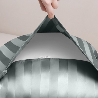 Dark Gray Satin Polyester Queen Pillowcases with Envelope Closure