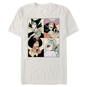 Men's Disney Princesses Villains Anime Watercolor Panels T-Shirt - 1 of 4