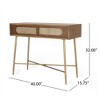 SKRAN Console Table with Sliding Doors - Rustic Glam Metal and Wood Entryway Furniture with Storage for Living Room or Hallway, Antique Gold - 3 of 4