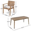 7 Piece Acacia Wood Outdoor Dining Set, 70'' Rectangular Patio Dining Table and 6 Chairs with Cushions, Wooden Garden Dining Set-Coolbibila - 4 of 4